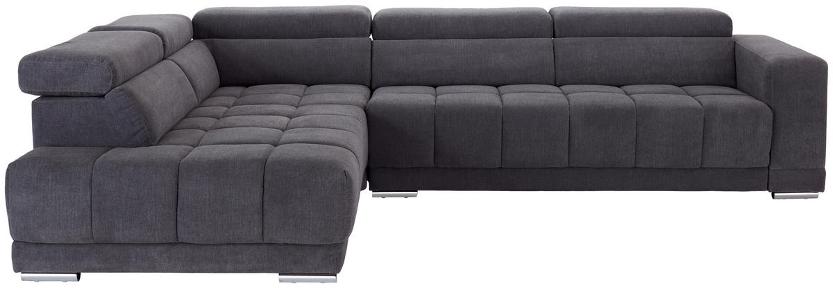 Wohnlandschaft "Hogan" , in Webstoff Grau  - Silberfarben/Grau, Modern, Holz/Textil (212/299cm) - Livetastic