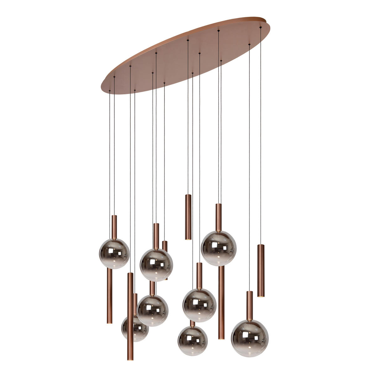 LED-PENDELLEUCHTE JASMINE 140/54/210 cm   - Rot/Grau, Design, Metall (140/54/210cm) - Lucide