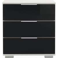 NACHTKÄSTCHEN 52/58/38 cm  in Schwarz, Weiß  - Chromfarben/Schwarz, Design, Glas/Holzwerkstoff (52/58/38cm) - Carryhome