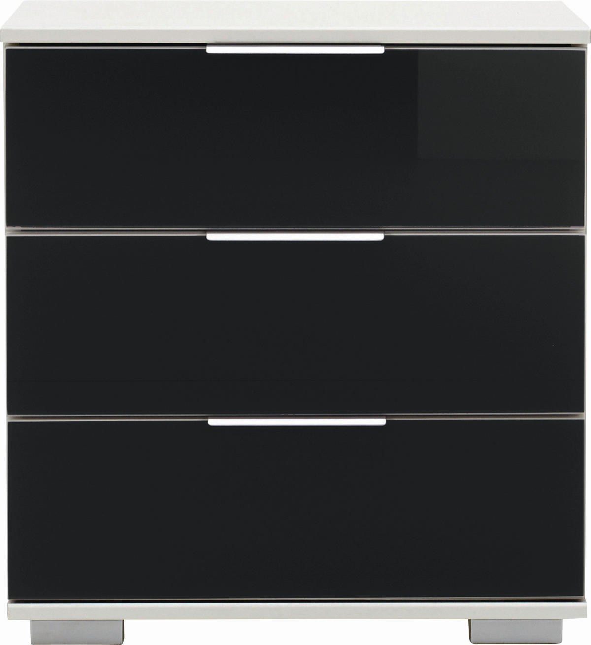 NACHTKÄSTCHEN 52/58/38 cm  in Schwarz, Weiß  - Chromfarben/Schwarz, Design, Glas/Holzwerkstoff (52/58/38cm) - Carryhome
