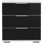 NACHTKÄSTCHEN 52/58/38 cm  in Schwarz, Weiß  - Chromfarben/Schwarz, Design, Glas/Holzwerkstoff (52/58/38cm) - Carryhome