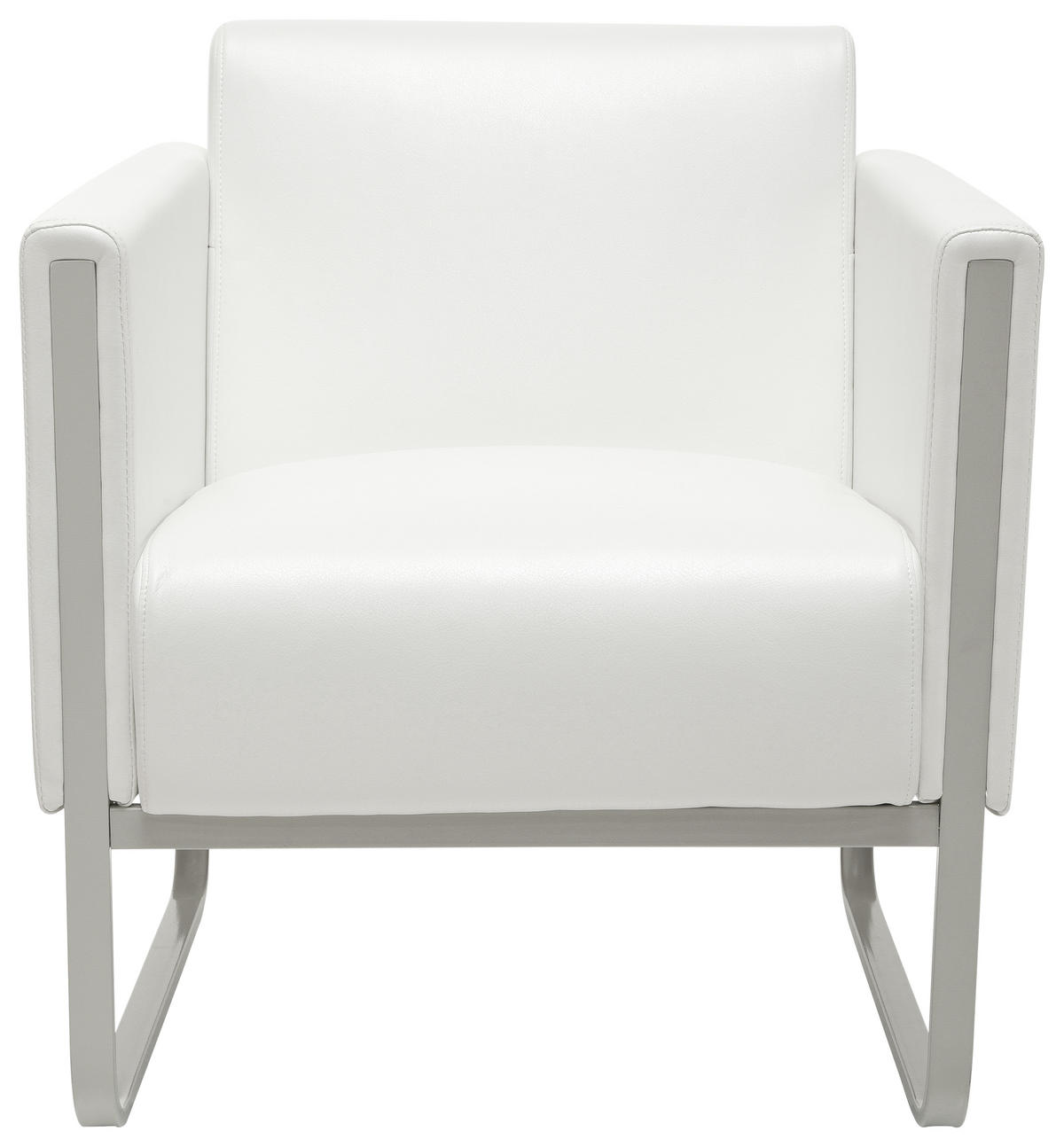 SESSEL Lederlook Weiß, Hellgrau    - Hellgrau/Weiß, MODERN, Textil/Metall (67/78/71cm) - MID.YOU