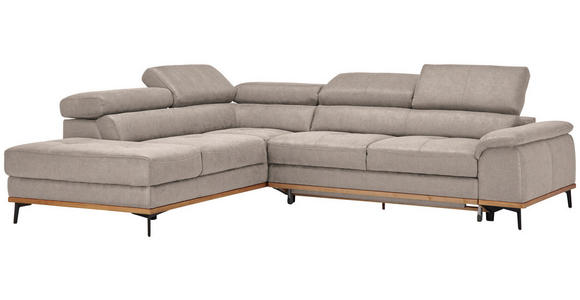ECKSOFA Hellbraun Webstoff - Hellbraun/Schwarz, Natur, Holz/Textil (226/282cm) - Novel