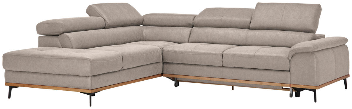 ECKSOFA in Webstoff Hellbraun  226/282 cm  - Hellbraun/Schwarz, Natur, Holz/Textil (226/282cm) - Novel