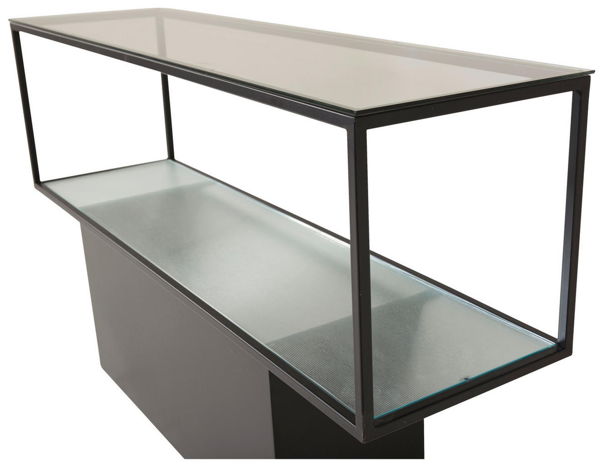 BÜCHERWAND Schwarz  - Schwarz, Design, Glas/Metall (130/35/74cm) - Livetastic