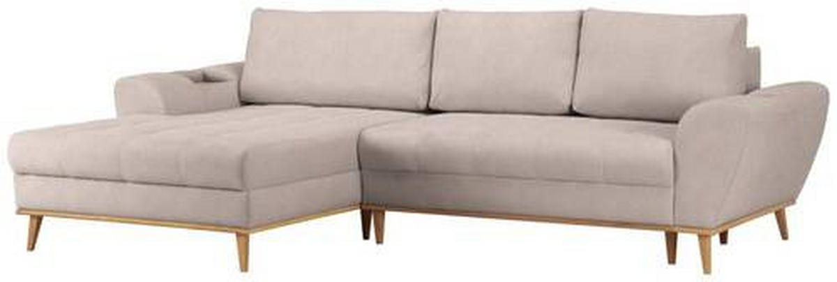 ECKSOFA in Webstoff Beige  - Eichefarben/Beige, Design, Holz/Textil (175/282cm) - Carryhome