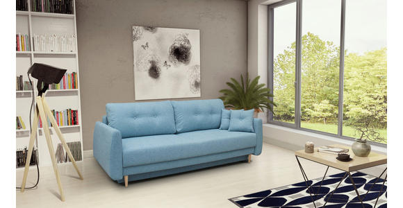 SCHLAFSOFA Webstoff Blau  - Blau/Buchefarben, KONVENTIONELL, Holz/Textil (220/90/95cm) - Carryhome