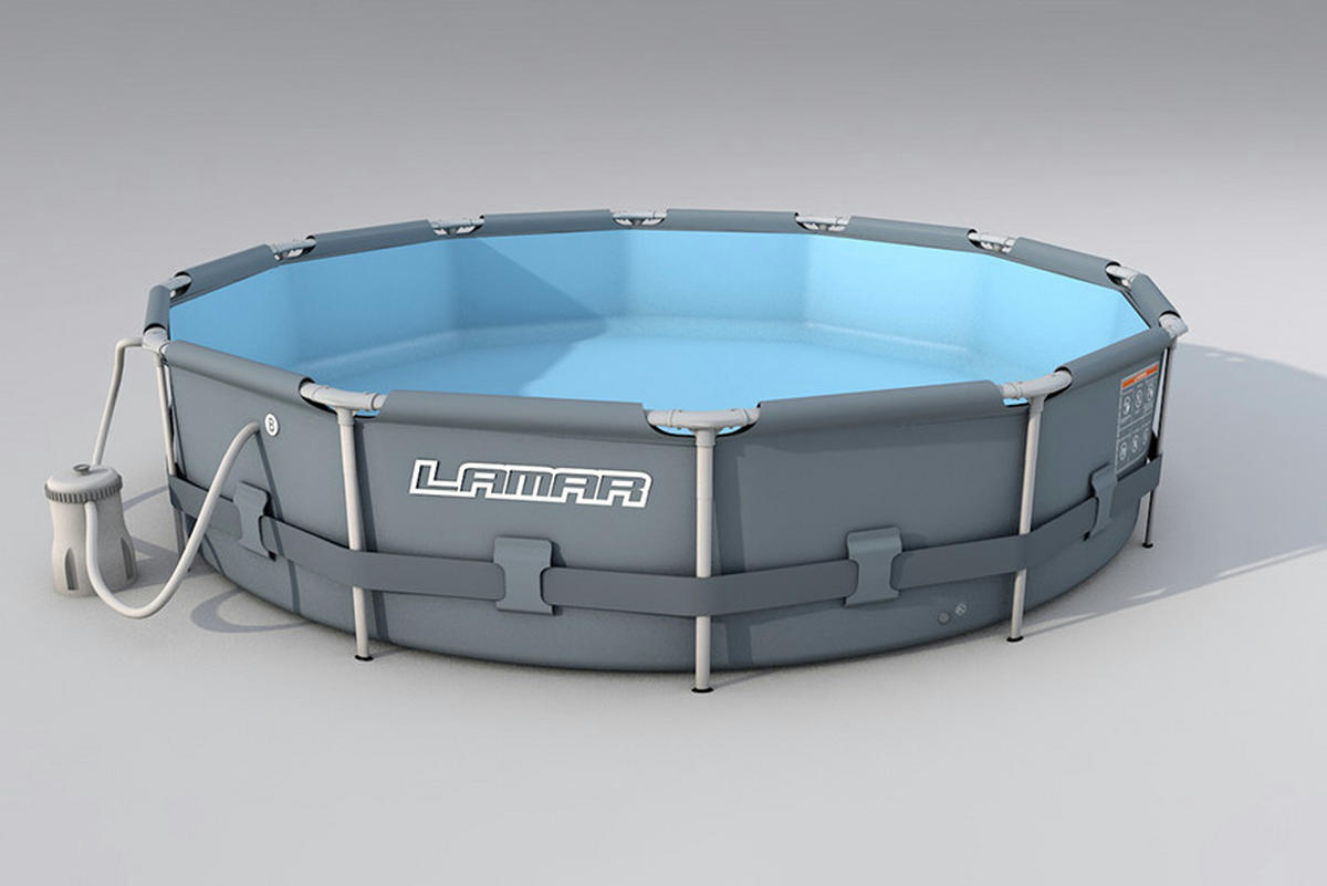 POOL-SET LAMAR 366/76 cm  - Blau/Grau, KONVENTIONELL, Kunststoff/Metall (366/76cm)