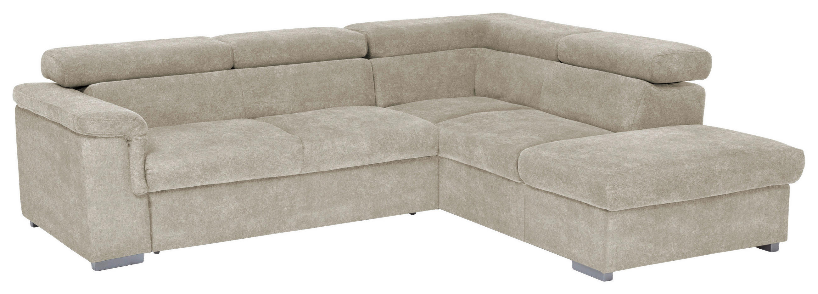 ECKSOFA Beige Flachgewebe  - Beige, Basics, Holz/Textil (252/217cm) - MID.YOU
