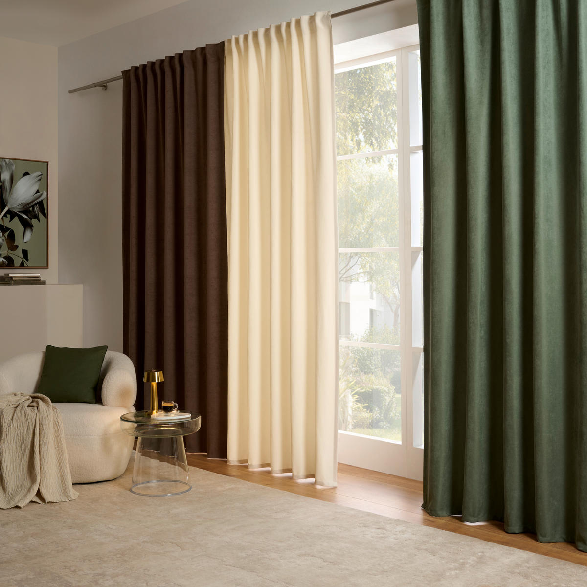 HOTOVÝ ZÁVĚS, neprůsvitné, 140/245 cm - šalvějově zelená, Konvenční, textil (140/245cm) - Esposa