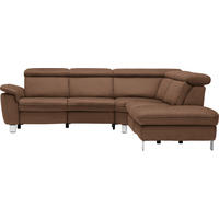 ECKSOFA in Flachgewebe, Mikrofaser Braun  271/239 cm  - Beige/Alufarben, Design, Textil/Metall (271/239cm) - Cantus