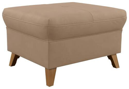 HOCKER Lederlook (vegan) Naturfarben  - Eichefarben/Naturfarben, Design, Holz/Textil (76/47/63cm) - Livetastic