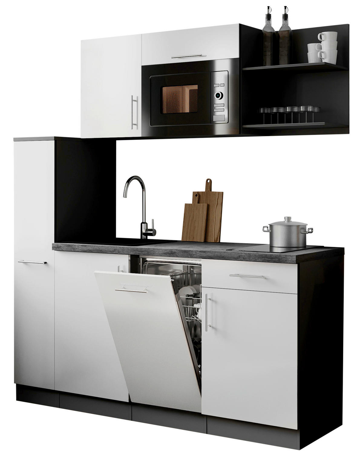 KUHINJSKI BLOK  bijela  - bijela/siva, Trend, drvni materijal/metal (175cm) - Respekta