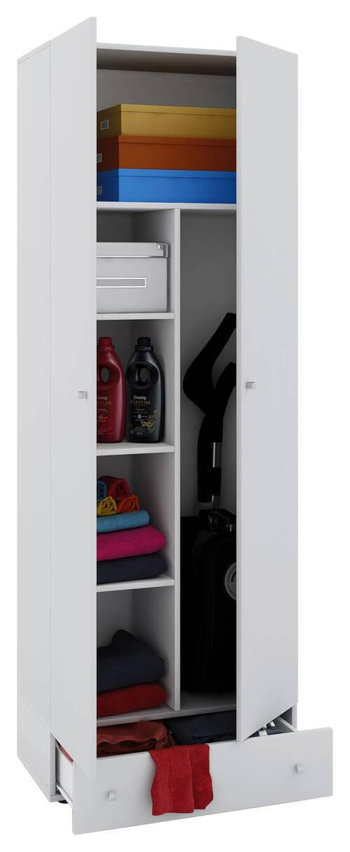 MEHRZWECKSCHRANK 70/198/39 cm  - Weiss/Silberfarben, Modern, Holzwerkstoff/Kunststoff (70/198/39cm) - MID.YOU