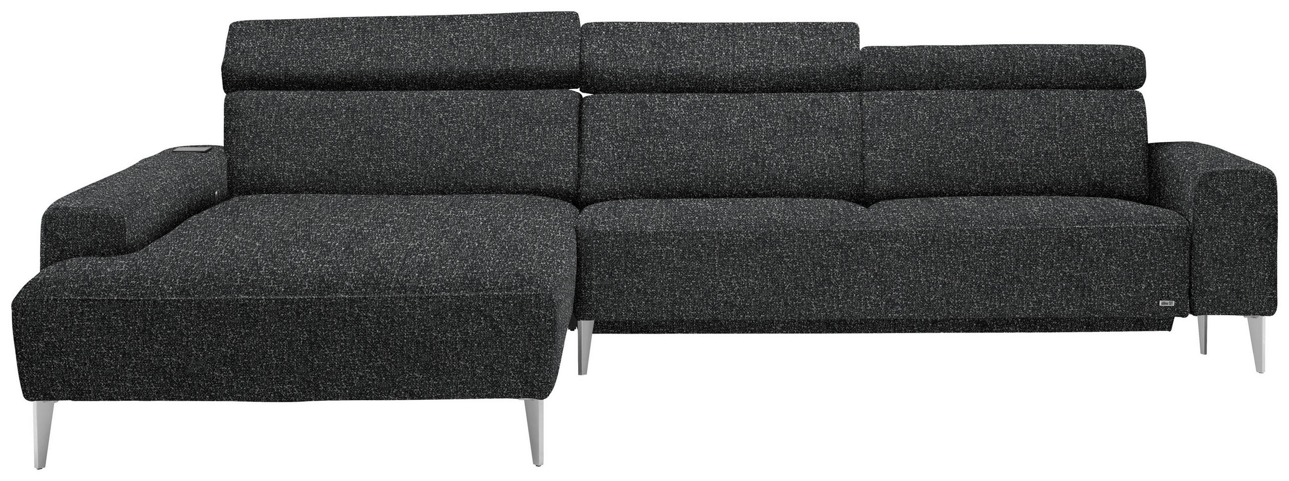 ECKSOFA  in Mikrovelours Anthrazit  205/308 cm  - Anthrazit/Alufarben, Design, Textil/Metall (205/308cm) - Sedda