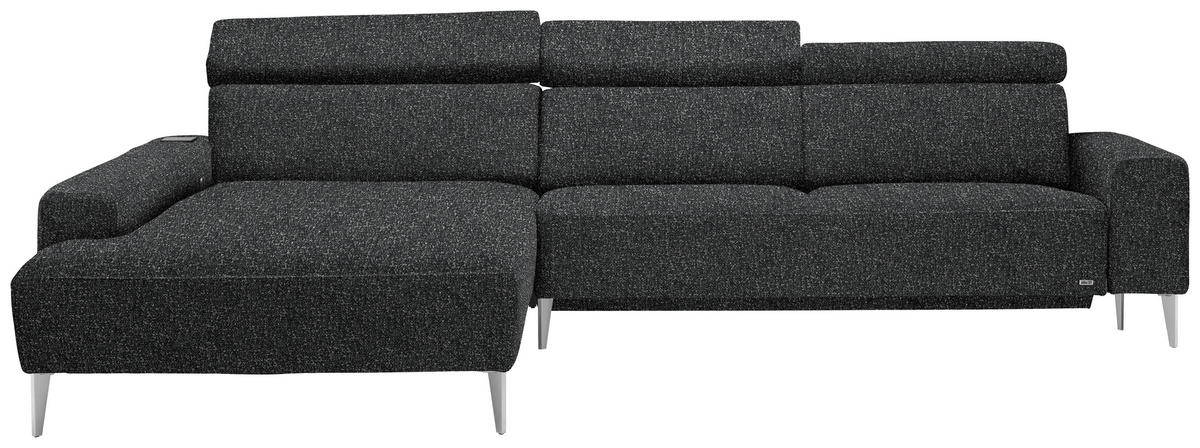 ECKSOFA  in Mikrovelours Anthrazit  205/308 cm  - Anthrazit/Alufarben, Design, Textil/Metall (205/308cm) - Sedda