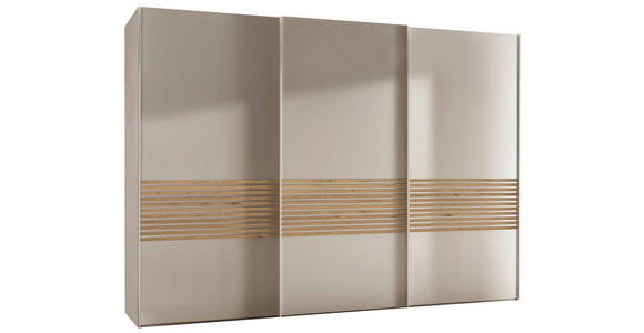 SCHWEBETÜRENSCHRANK  in Champagner, Eiche Bianco  - Eiche Bianco/Champagner, Design, Holzwerkstoff/Metall (250/217/67cm) - Novel