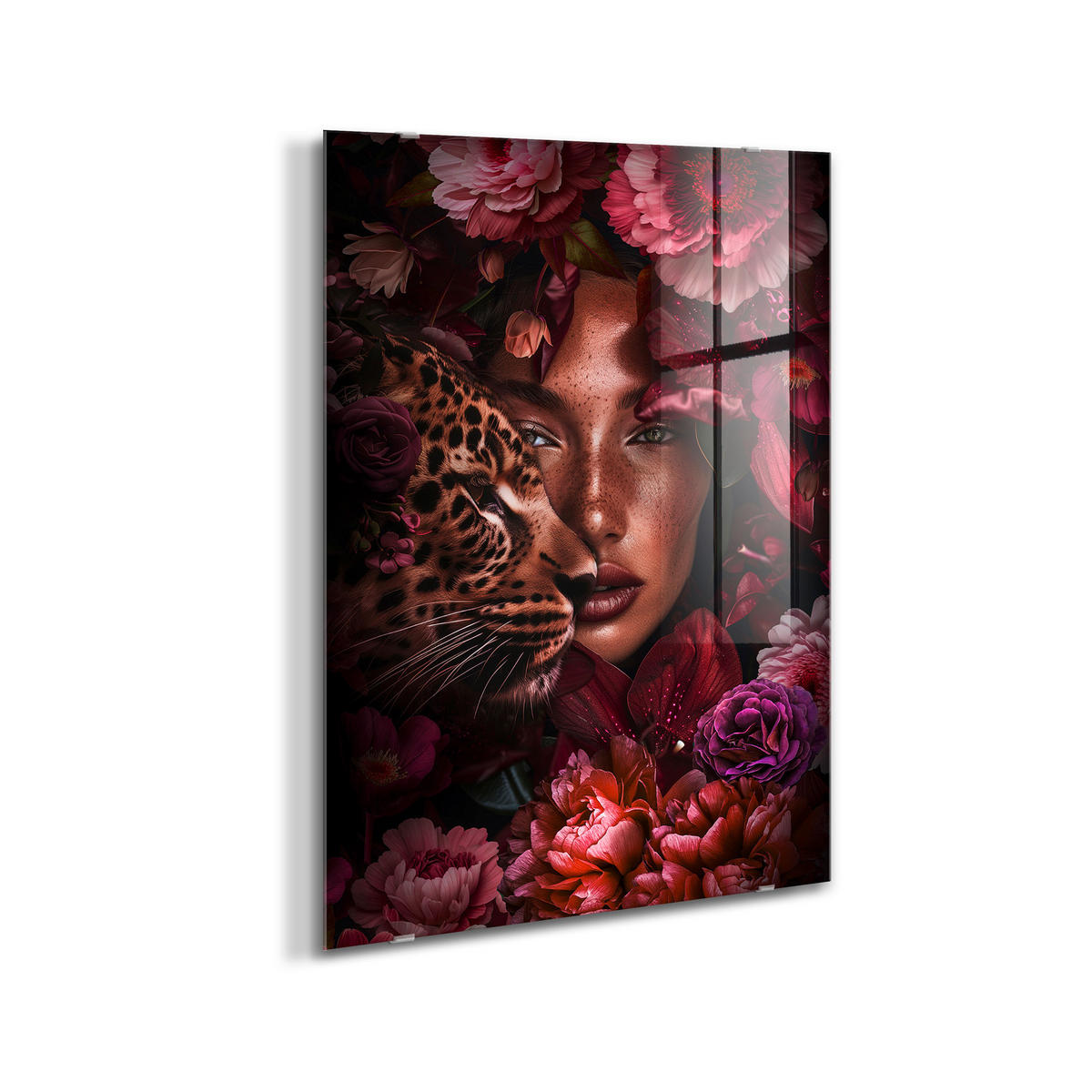 SKLENENÝ OBRAZ, ženy, 80/120 cm  - lila/pink, Natur, papier/sklo (80/120cm) - Monee