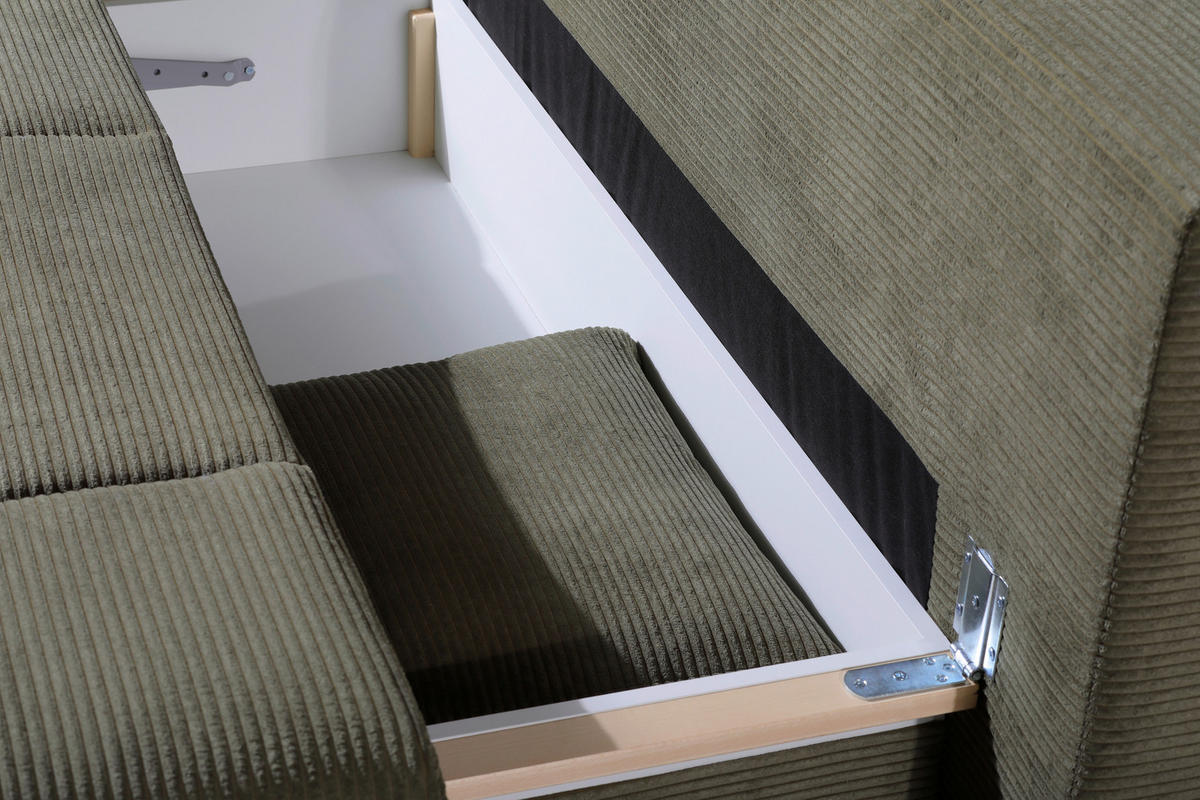 SCHLAFSOFA  mit Stoffauswahl Cord Olivgrün  - Schwarz/Olivgrün, Design, Textil/Metall (200/85/90cm) - Novel