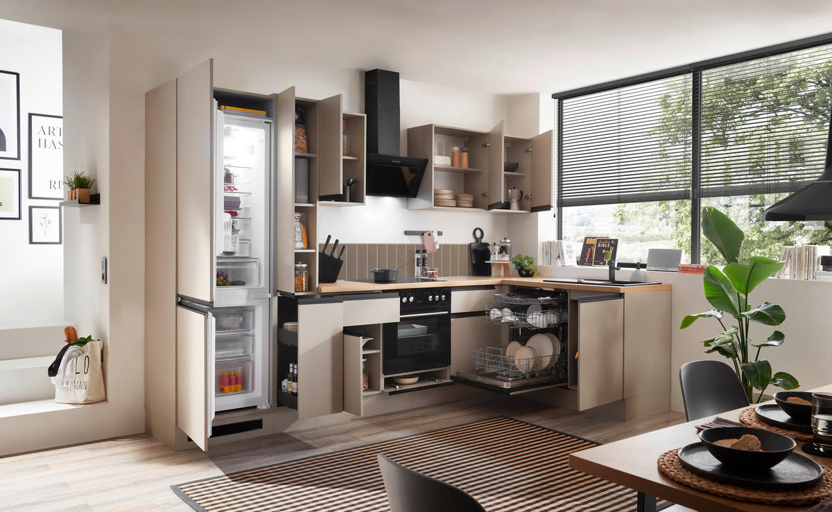 ECKKÜCHE 310/175 cm  in Seidengrau  - Eichefarben/Seidengrau, Trend, Holzwerkstoff/Metall (310/175cm) - P & B