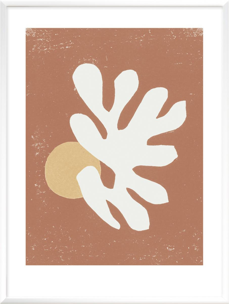 KUNSTDRUCK Abstraktes, Blätter 30/40 cm  - Orange/Weiß, Papier (30/40cm) - Monee