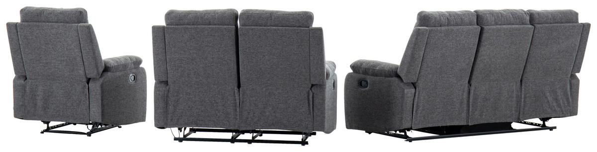 SITZGARNITUR VERONA Leinenoptik Dunkelgrau  - Dunkelgrau/Schwarz, Design, Kunststoff/Textil (84,5/133,5/100,5/92cm) - Livetastic