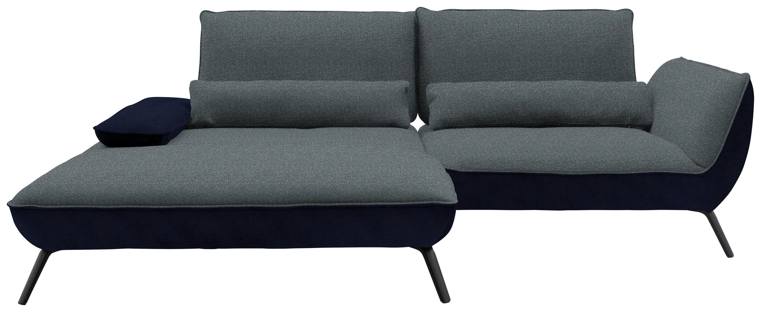 ECKSOFA in Flachgewebe Blaugrau  - Blaugrau/Schwarz, Design, Textil/Metall (191/273cm) - Moderano