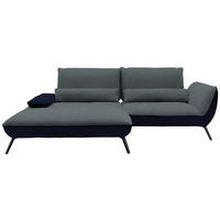ECKSOFA in Flachgewebe Blaugrau  - Blaugrau/Schwarz, Design, Textil/Metall (191/273cm) - Moderano