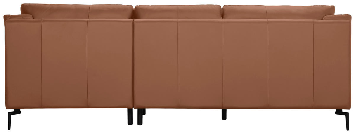 ECKSOFA Cognac Echtleder  - Cognac/Schwarz, Design, Leder (248/158cm) - MID.YOU