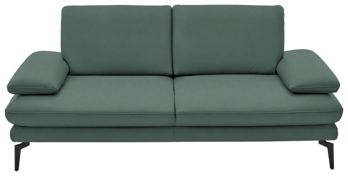 2,5-SITZER in Echtleder Opal  - Opal/Schwarz, Design, Leder/Metall (196/86/104cm) - Dieter Knoll