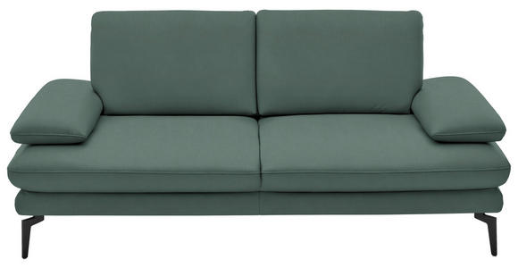 2,5-SITZER  in Echtleder Opal   - Opal/Schwarz, Design, Leder/Metall (196/86/104cm) - Dieter Knoll