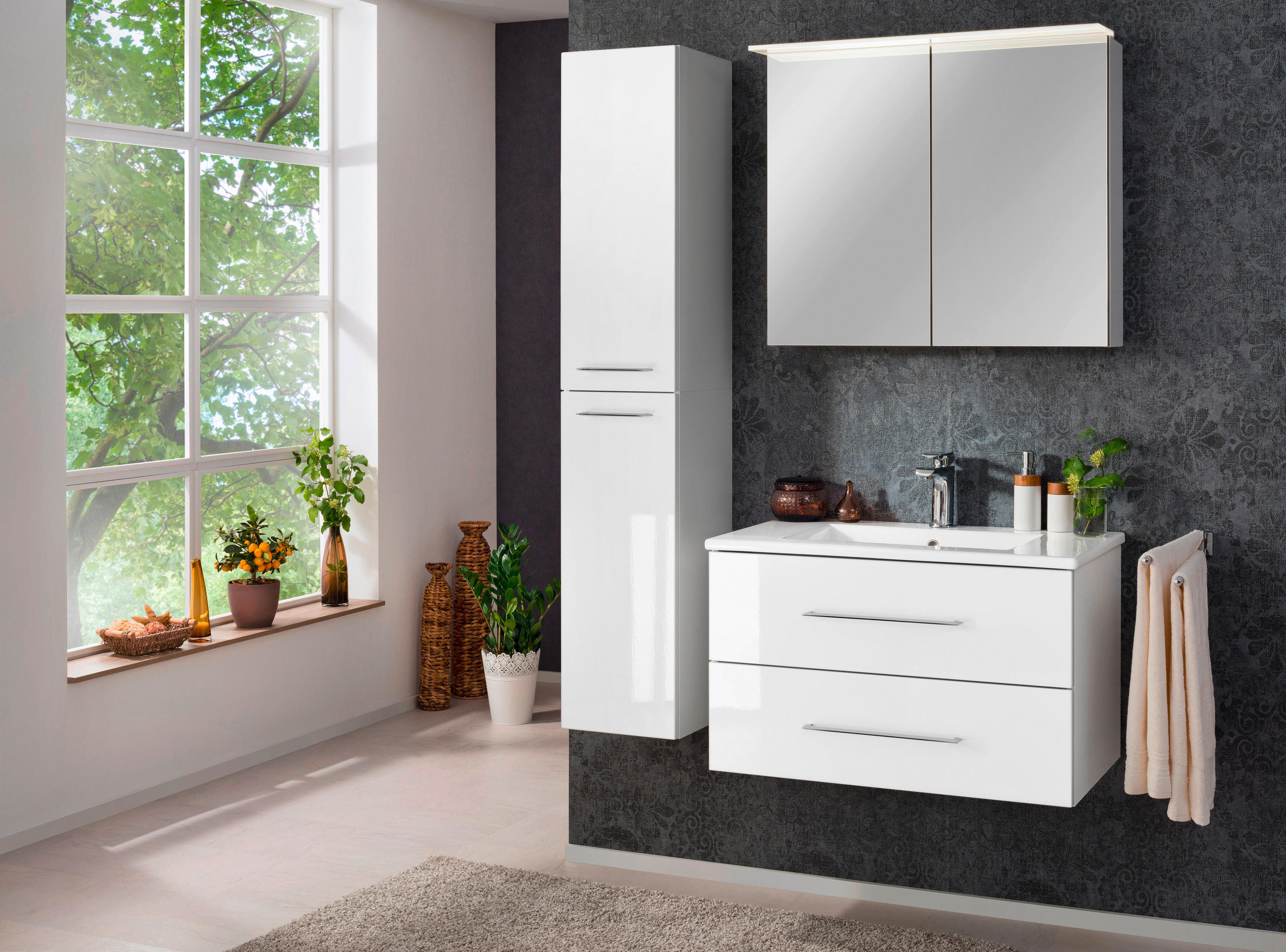 SPIEGELSCHRANK 80/69,5/23,5 cm - Silberfarben/Weiß, MODERN, Glas/Holzwerkstoff (80/69,5/23,5cm) - MID.YOU