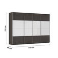 SCHWEBETÜRENSCHRANK  in Graphitfarben, Weiß  - Chromfarben/Graphitfarben, KONVENTIONELL, Glas/Holzwerkstoff (316/235/68cm) - Novel