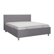POLSTERBETT 180/200 cm in Grau - Alufarben/Grau, KONVENTIONELL, Leder (180/200cm) - Ada Austria