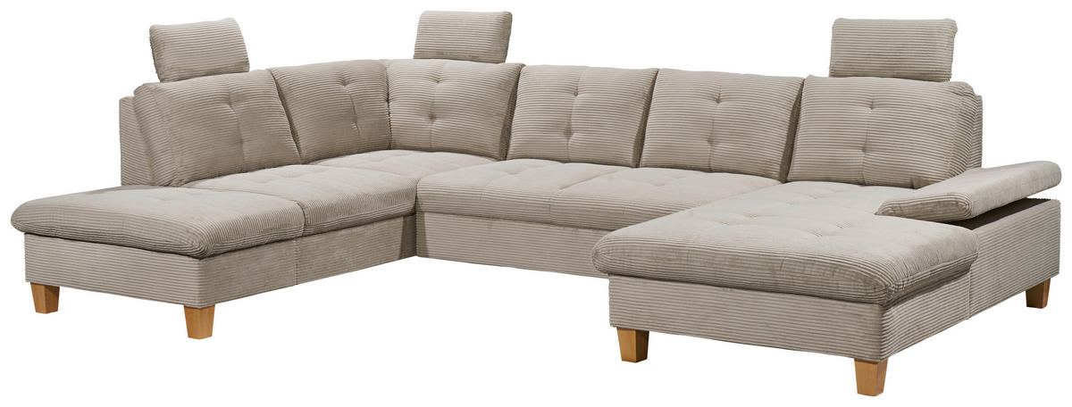WOHNLANDSCHAFT Grau Cord  - Eichefarben/Grau, KONVENTIONELL, Holz/Textil (220/324/170cm) - MID.YOU
