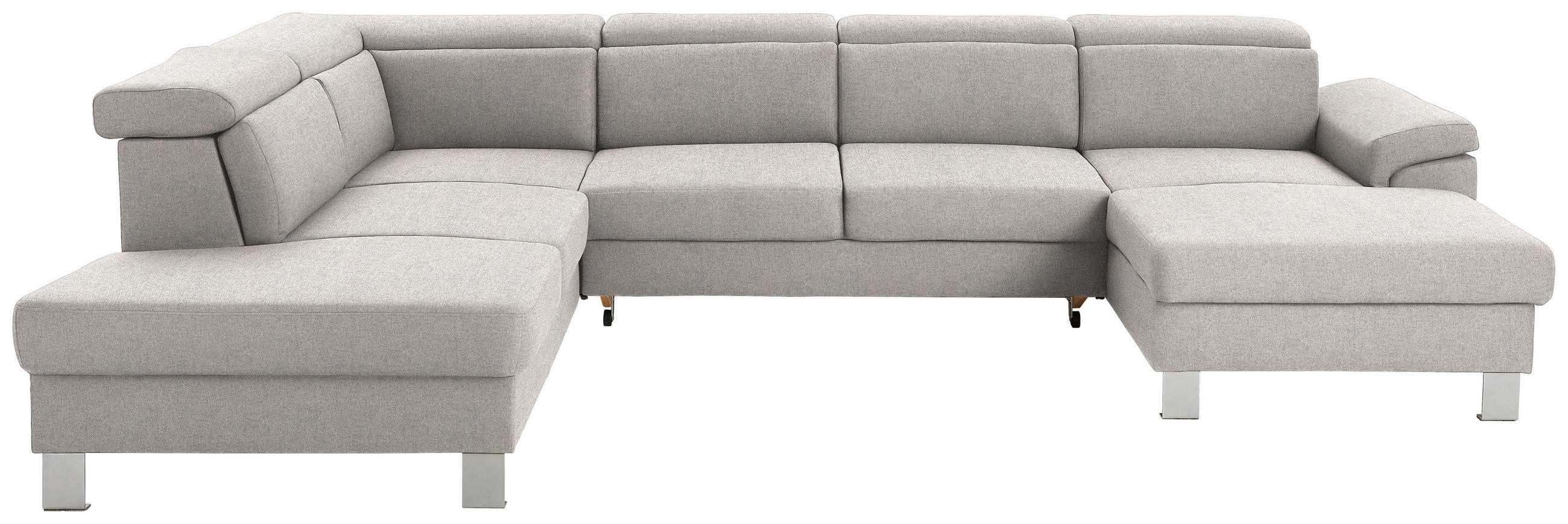 WOHNLANDSCHAFT in Webstoff Ecru  - Ecru/Silberfarben, Design, Textil/Metall (226/320/168cm) - Xora