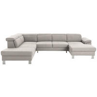 WOHNLANDSCHAFT inkl.Funktionen Ecru Webstoff  - Ecru/Silberfarben, Design, Textil/Metall (226/320/168cm) - Xora