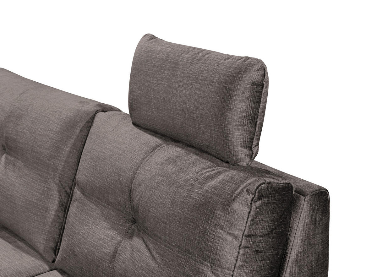 WOHNLANDSCHAFT in Mikrovelours Graubraun  - Graubraun/Schwarz, KONVENTIONELL, Kunststoff/Textil (217/334/127cm) - Carryhome
