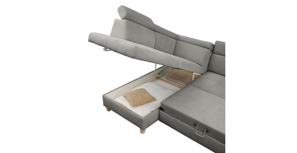 ECKSOFA inkl. Funktionen Dunkelgrau Samt - Dunkelgrau, Design, Holz/Textil (206/261cm) - Venda