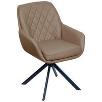 ARMLEHNSTUHL  in Echtleder naturbelassen  - Taupe/Schwarz, Design, Leder/Metall (59,5/88,5/67cm) - Moderano