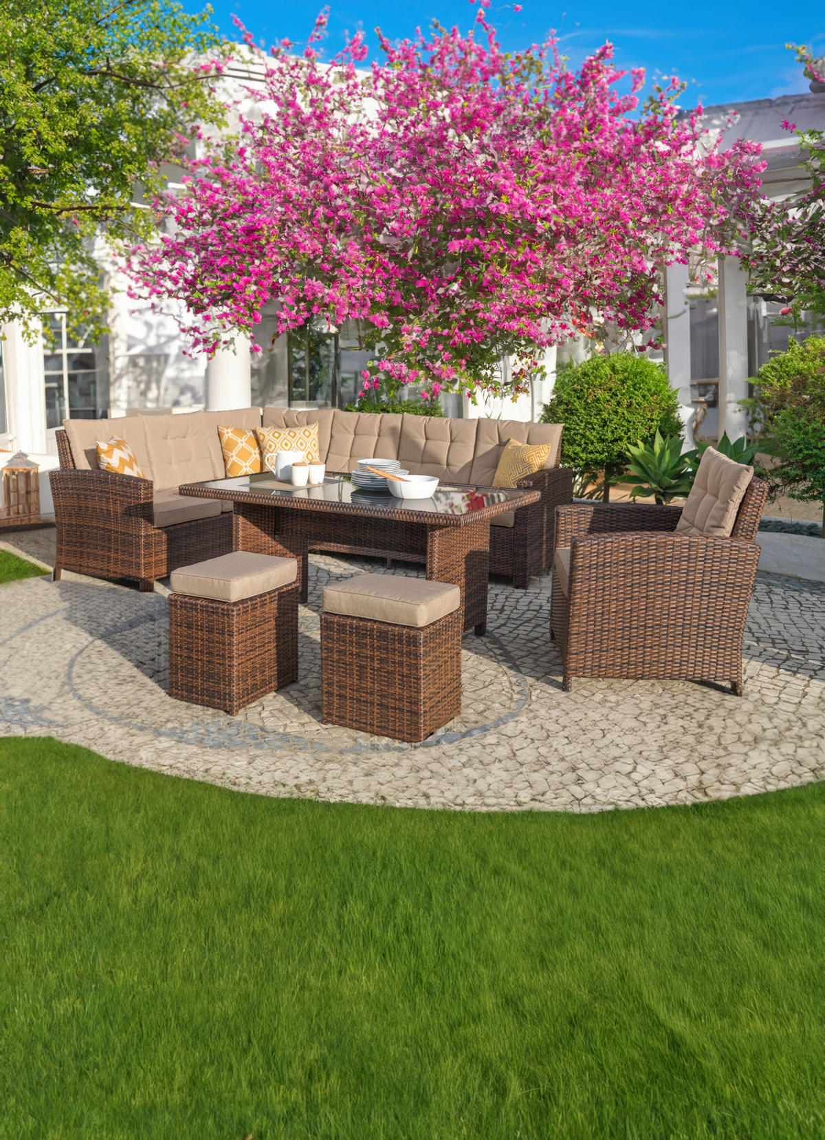 ZAHRADNÍ SADA 22dílné, kov, plast, sklo, textil - hnědá/béžová, Romantický / Rustikální, kov/textil - Ambia Garden