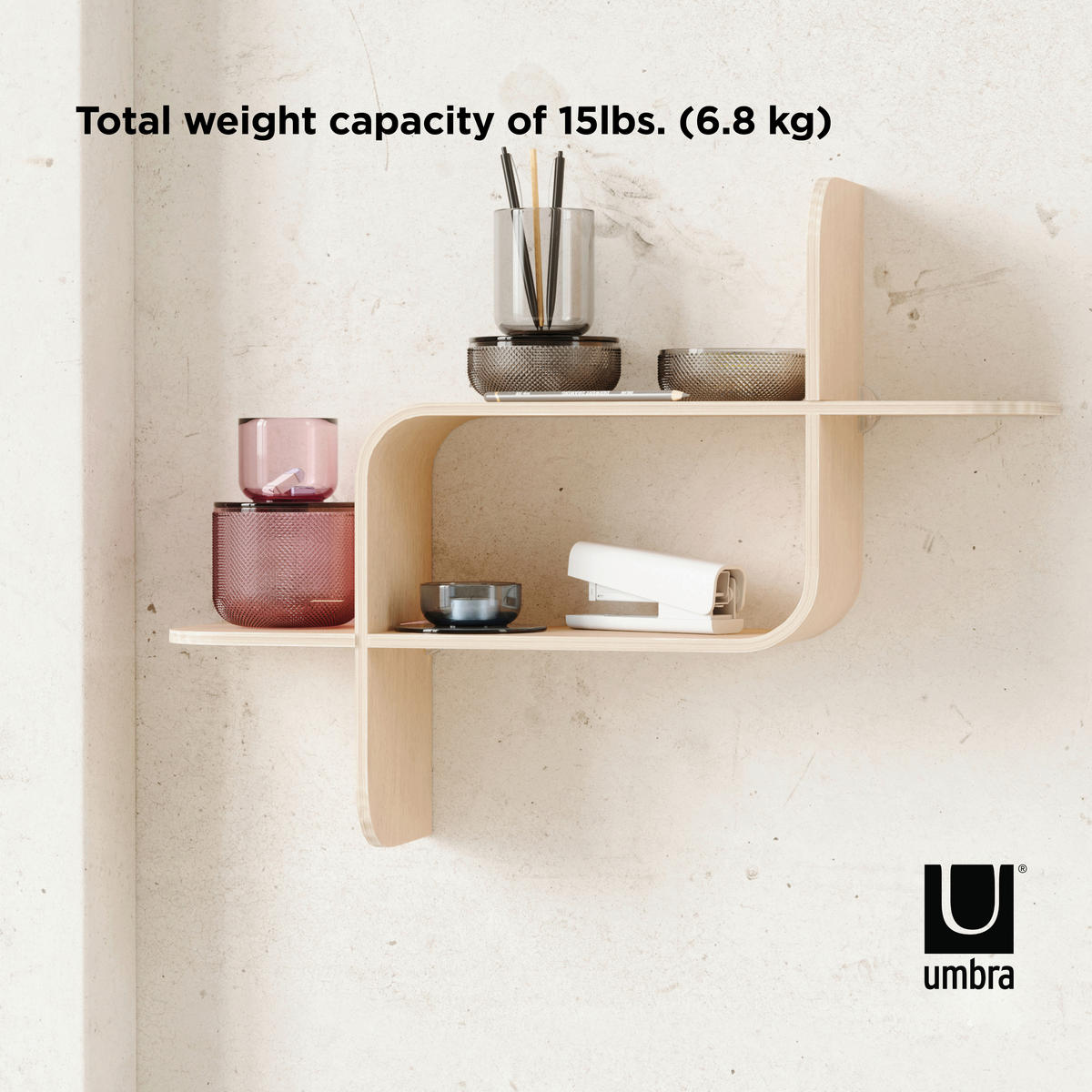 WANDREGAL 15,2/46,9/52,2 cm  - Naturfarben, Design, Holz (15,2/46,9/52,2cm) - Umbra