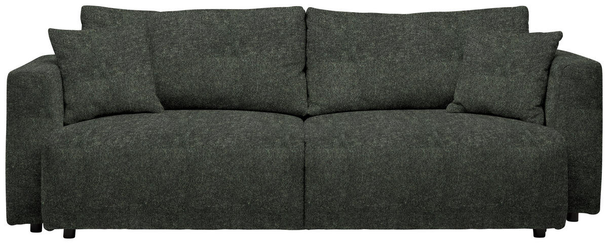 SCHLAFSOFA  mit Stoffauswahl, Schlafen auf Sitzhöhe, Rücken echt Velours Dunkelgrün  - Dunkelgrün/Schwarz, Design, Kunststoff/Textil (250/92/105cm) - Carryhome