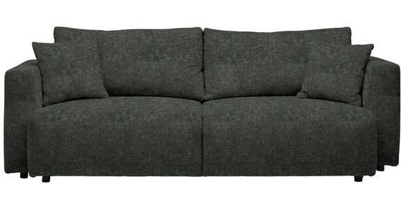SCHLAFSOFA Velours Dunkelgrün Zierkissen, Rückenkissen, Bettkasten, Schlaffunktion, Rücken echt  - Dunkelgrün/Schwarz, Design, Kunststoff/Textil (250/92/105cm) - Carryhome