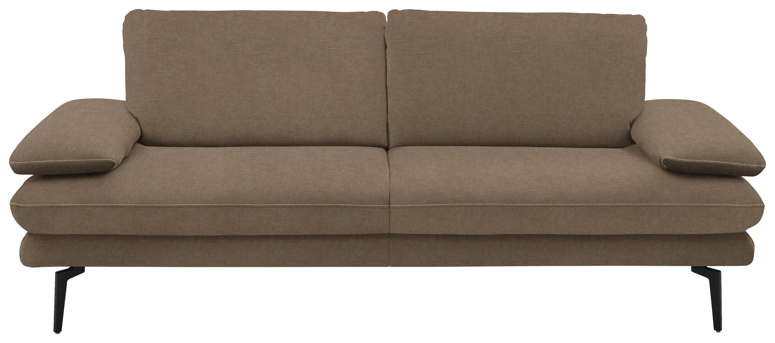 3-SITZER-SOFA in Velours Hellbraun  - Hellbraun/Beige, Design, Textil/Metall (222/89/104cm) - Dieter Knoll