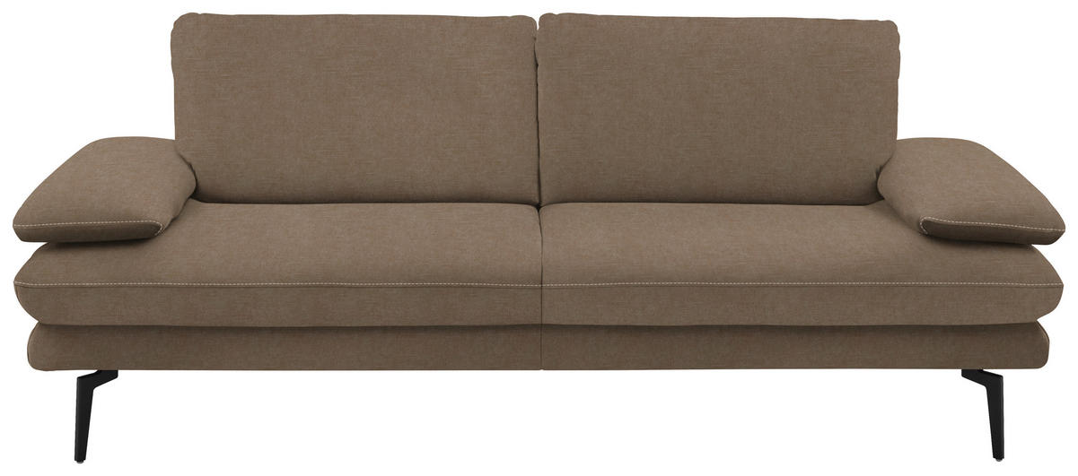 3-SITZER-SOFA Dieter Knoll in Velours Hellbraun  - Hellbraun/Beige, Design, Textil/Metall (222/89/104cm) - Dieter Knoll