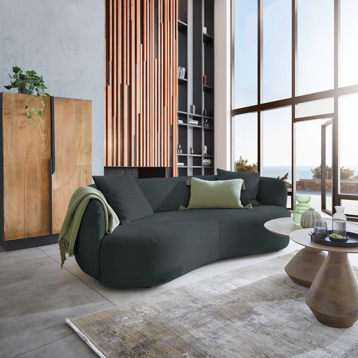 BIG SOFFA i chenille antracit  - svart/antracit, Modern, textil/plast (235/72/110cm) - MID.YOU