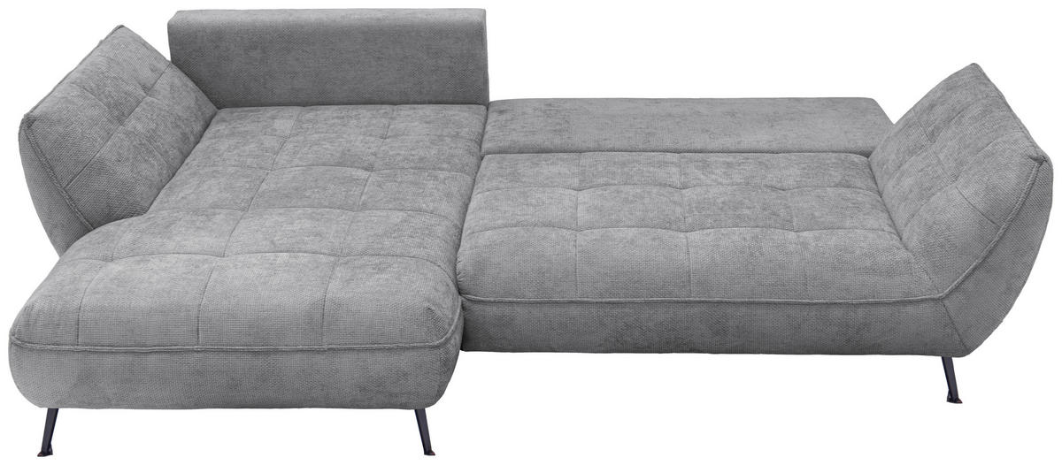 ECKSOFA SAMOA Grau Struktur  - Schwarz/Grau, Design, Textil/Metall (187/282cm) - Livetastic