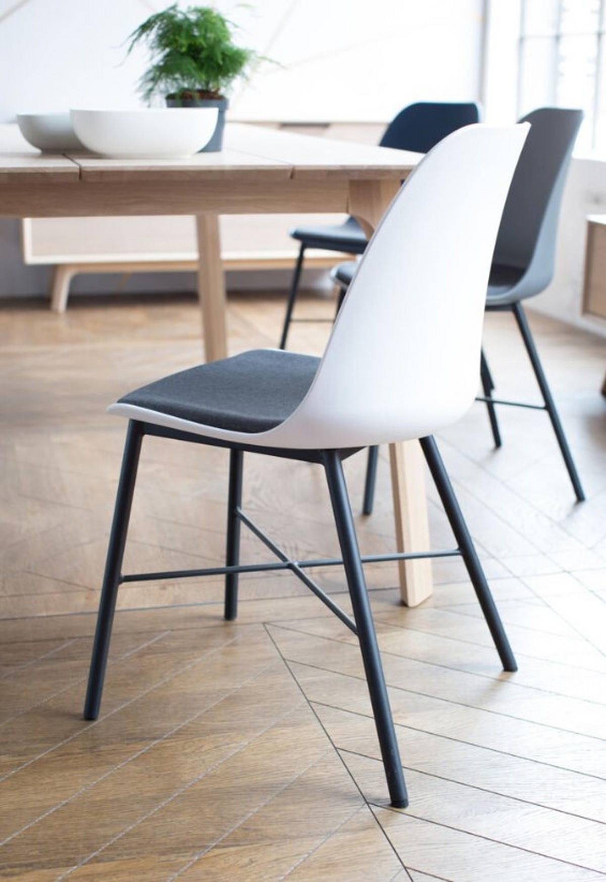 STOL  - vit/svart, Design, metall/textil (47/83/54cm) - Best Price