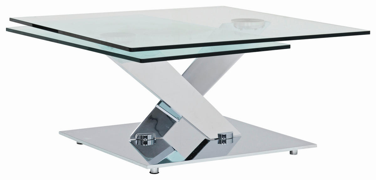 COUCHTISCH in Metall, Glas 84-129/106/40 cm  - Chromfarben, Design, Glas/Metall (84-129/106/40cm)